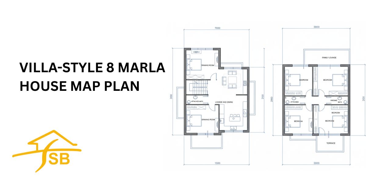 Villa-Style 8 Marla House Map Plan